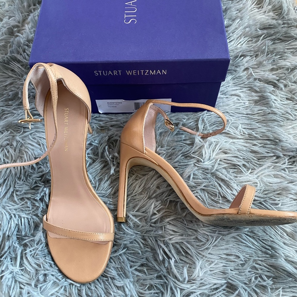Stuart Weitzman NudistSong Nude sandal heels